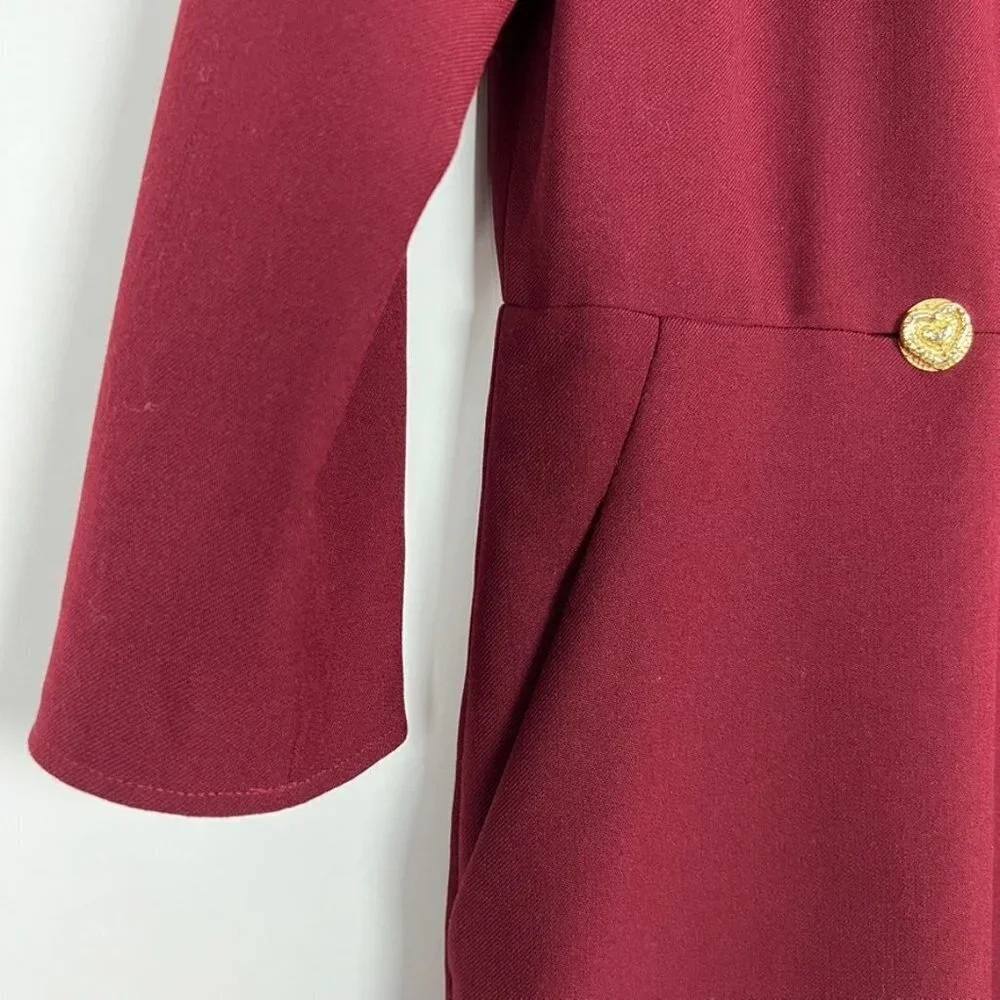 Tara Jarmon Paris Blazer Dress Women's Euro 36 | US 6 Burgundy Tailored Midi - Picture 5 of 16